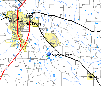 Location map of Hopewell Cemetery