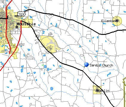Location map of Sardis Primitive Baptist Church Cemetery