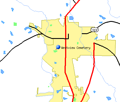 Location map of Westview Cemetery