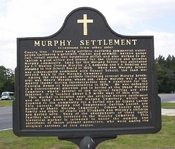 Back of Murphy Settlement marker