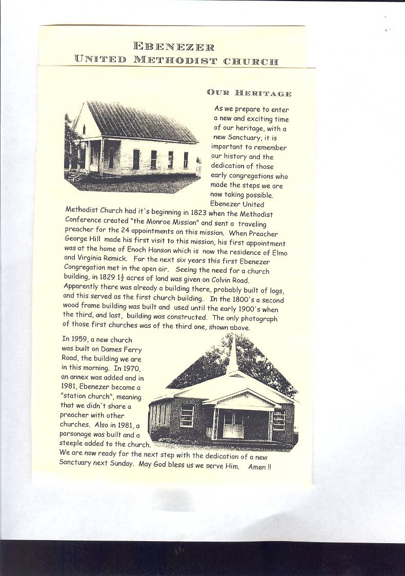 ebenezer church history