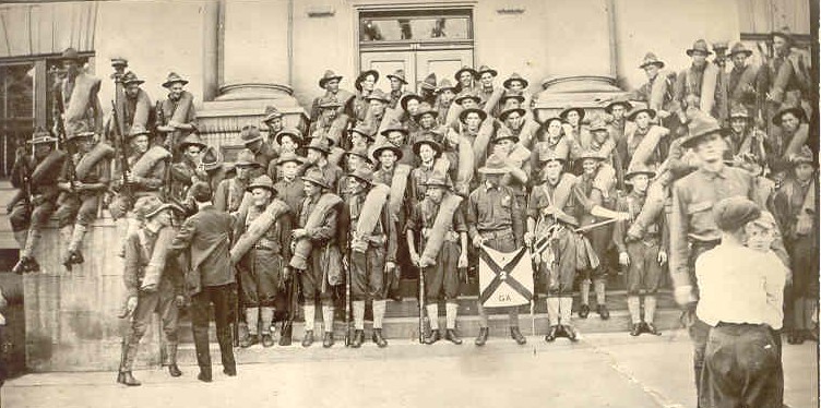 Warm UP Photo of Americus Light Infantry, Co. I, Carnegie Library June 24, 1916
