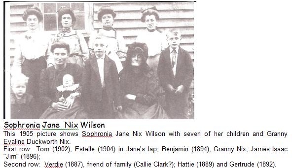 Sophronia Jane Nix Wilson and family